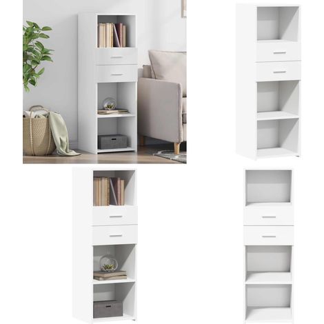 Buffet haut blanc 40x42,5x124 cm bois d'ingénierie - Buffet - Meuble De Rangement - Commode - Mobilier - Design Intemporel - Home & Living (1/5)