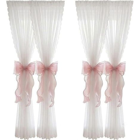 Lot de 4 embrasses de rideaux PinkBowembrasses décoratives style français pour chambre de fille et salon rose (1/4)