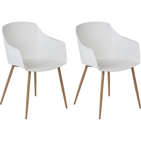 Conjunto de 2 sillas de comedor madera clara material sintético reposabrazos Fonda II