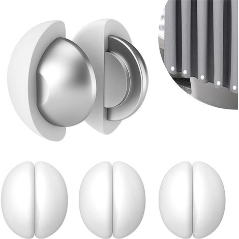 Poids pour rideau de douche - 4 pièces - Poids magnétiques en silicone - Étanches - Pour rideau de douche, rideaux, nappe - Blanc (1/5)