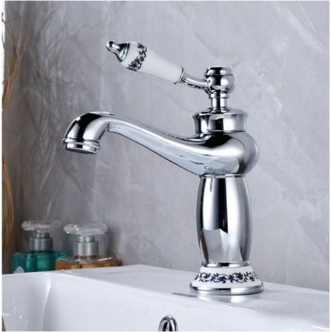 Mitigeur Lavabo - Laiton Chromé - Monocommande À Valve Céramique - Montage Sur Pont - 1 Pièce (1/3)