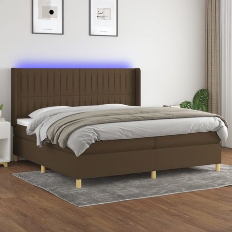 vidaXL Sommier à lattes de lit matelas et LED Marron foncé 200x200 cm (1/5)