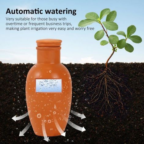 Lot de 4 Pots d'arrosage en terre cuite, Système d'irrigation automatique, 7,9x7,9x15,2 cm, pour jardin et plantes