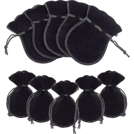 Lot de 30 sachets à cordon en velours de 12 x 9 cm, pochettes cadeaux noires en forme de courge, sachets à bonbons, sacs de rangement pour bijoux, cadeaux de mariage (1/5)