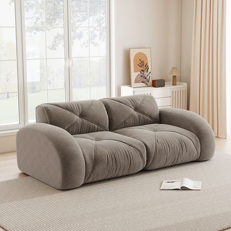 Canapé, en tissu et chenille, 2 places, sans cadre, antidérapant, marron, pour maison et usage quotidien, tissu chenille confortable