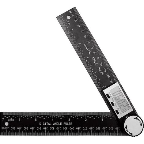 Rapporteur D'angle, Rapporteur, 15in/400mm Rapporteur D'angle Numerique, LCD Règle angulaire numérique avec fonctions ZERO/HOLD&REVIEW/LOCK pour Le Travail du Bois, La Maison, Artisans, (1/5)