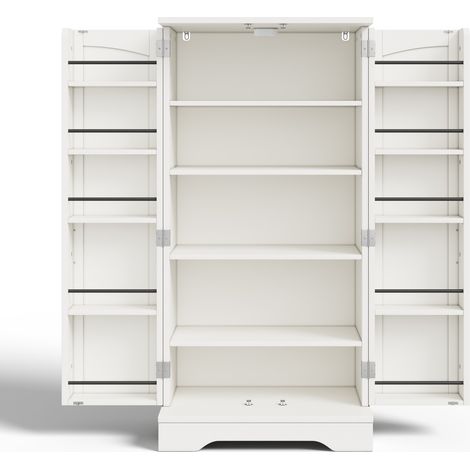 Mobile dispensa da cucina alto 120 x 60 x 40 cm in MDF bianco con luce LED sensore (1/5)