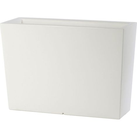 Vaso Rettangolare Indoor e Outdoor Tera Schio Cassa Alta Chalk 99x35,5 cm in Plastica Bianco Gesso