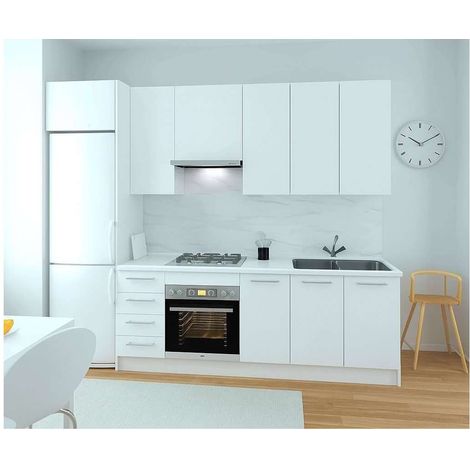 Cocina Kit-Chef con encimera y con zocalo de 280 cm(ancho) en blanco..