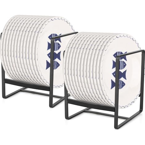 Set di 2 scolapiatti in metallo, organizer multifunzionale per piatti, organizer per mobili da cucina per piatti, taglieri, coperchi (1/5)