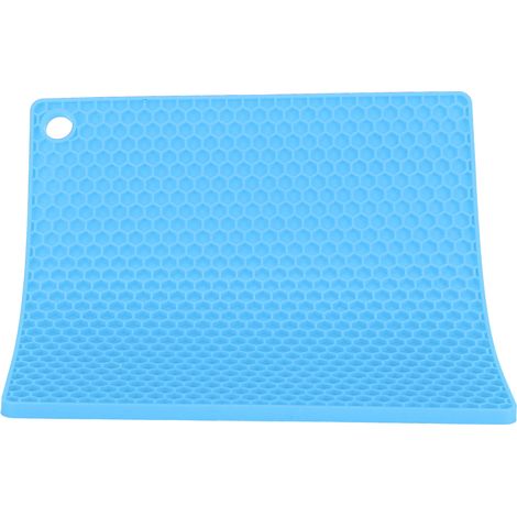Tapis de cuisson silicone épais grade alimentaire, protection anti-brûlure pour micro-ondes et plan de travail (Bleu)