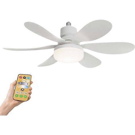 Ventilateur de plafond à 6 pales avec ampoule LED E27 40 W à luminosité réglable 2 en 1 et télécommande (1/5)