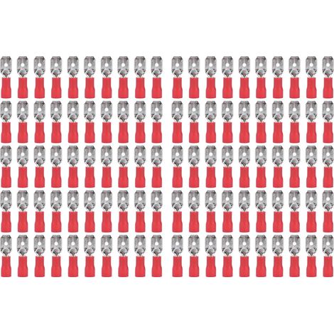 100Pcs Cosses à Fourche Isolées en Cuivre PVC, Connecteurs Électriques à Sertir pour Usage Domestique, 22-16AWG, Modèle MDD1.25-250 (1/5)