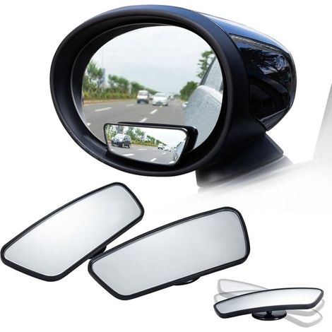 Juego de 2 espejos retrovisores de ángulo muerto convexos con marco de vidrio HD adhesivos con rotación de 360° - Espejos retrovisores de ángulo muerto ajustables para camiones, coches, SUV y autocara (1/5)