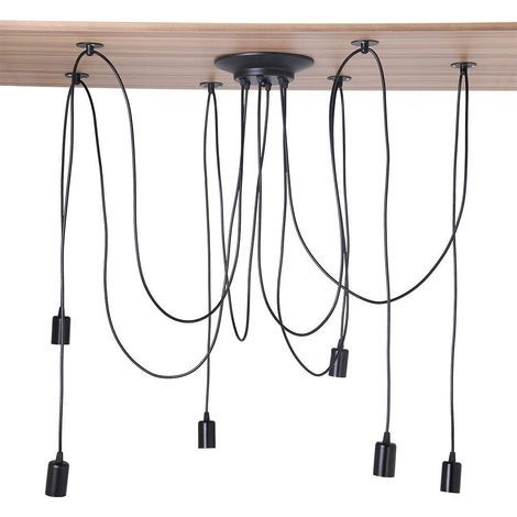 6-armige Spinnen-Deckenleuchte – E27-Fassung – 2 m Kabel – Industrielle Pendelleuchte zum Selbstbauen – AC 85–265 V (1/5)