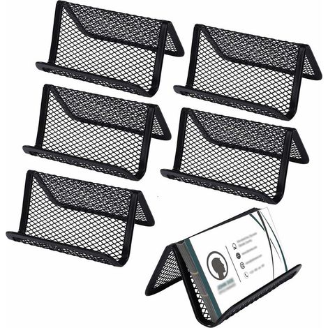 Porte-Cartes de Visite Maille Métallique Présentoirs de Carte de Visite Support de Carte de Visite en Métal Support Téléphonique pour le Bureau 6 Pièces (Noir) (1/4)