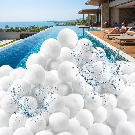 Balles Filtrantes Piscine 700g,Peut Remplacer 54kg Sable Filtrant,Réutilisables, pour Systèmes de Filtre a Sable Piscine (1/5)
