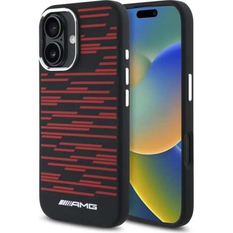 Hülle für iPhone 16, schwarze Hartschalen-Silikonhülle mit MagSafe-Grafik (1/5)