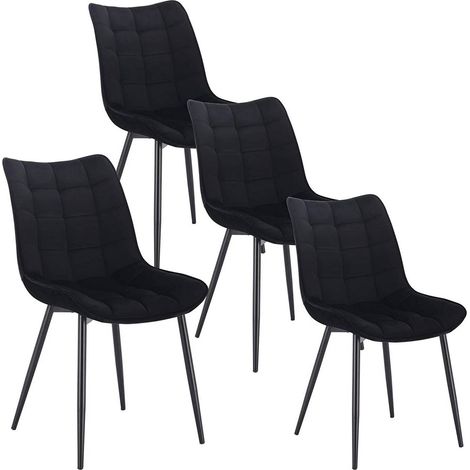 WOLTU 4x Sedia da Pranzo Retro Velluto Senza Braccioli Salotto Imbottite Cucina Nero (1/5)