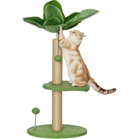 Katzenbaum, Kletterbaum für Katzen, 83 cm hoch, mit Kratzstamm aus Jute, Spielbällen und Plüschplattformen (1/5)