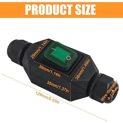 Interrupteur en ligne AC220V 30A, interrupteur de machine étanche IP66, interrupteur à bascule, interrupteur de câble, interrupteur à bouton-poussoir pour machine, interrupteur de machine, entrée et (1/4)