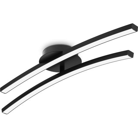 LED 12W, 2 platines LED dont 1 orientable, 960Lm, 3000K blanc chaud, lampe plafond en métal pour salon salle à manger cuisine(Noir)