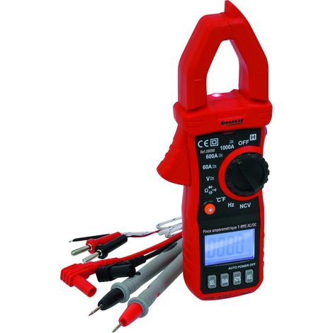 Drakkar Equipement – Pince ampèremétrique 1000A AC/DC – Écran rétroéclairé 4 chiffres – Tension 600V – Catégorie III – 9098 (1/3)