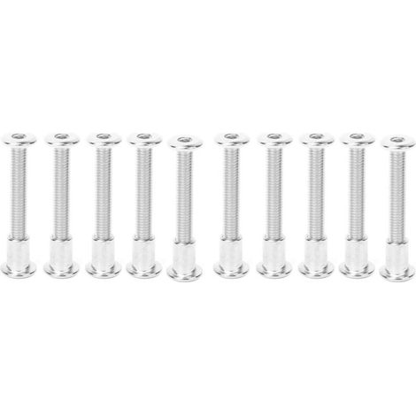 Kit de 10 paires d'écrous et vis à six pans creux de 12 mm en acier au carbone nickelé M6 x 45 (1/5)