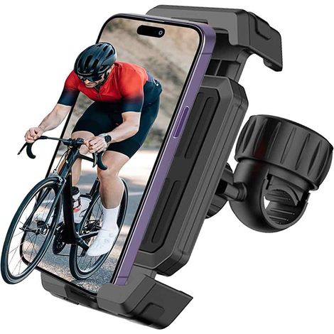 1 Support téléphone vélo moto, universel 4,7-6,8 pouces, fixation guidon 1,7-3 cm, rotation 360°, silicone (1/5)