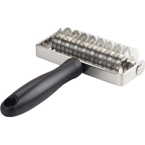 Rouleau à Pâte à Treillis Inoxydable Manche Noir Outil de Pâtisserie Multifonction pour Pizza, Biscuits et Pâtisseries Coupe-pâte Cuisine 1 Pièce, Découpe Pâte Précise et Facile (1/5)