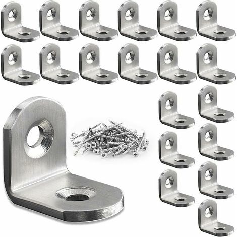 20 pièces équerre de fixation, 20 mm x 20 mm equerre fixation en acier inoxydable avec vis, equerre metal equerre de fixation pour tables en bois, chaises, meubles(20, 20 20)