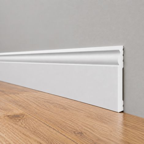 Battiscopa DUCALE bianco basso spessore 100x10mm in POLIMERI - Polistrutturato (prezzo al metro)