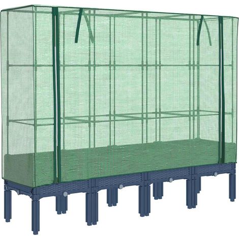 Maison Exclusive - Hochbeet mit Gewächshaus-Aufsatz Rattan-Optik