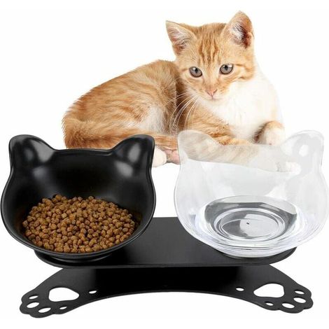 Gamelle pour Chat , Double Bols pour Chats avec Support Surélevé , Bol pour Chat antidérapante , Gamelle Double pour Petit Chien et Chat (1/5)