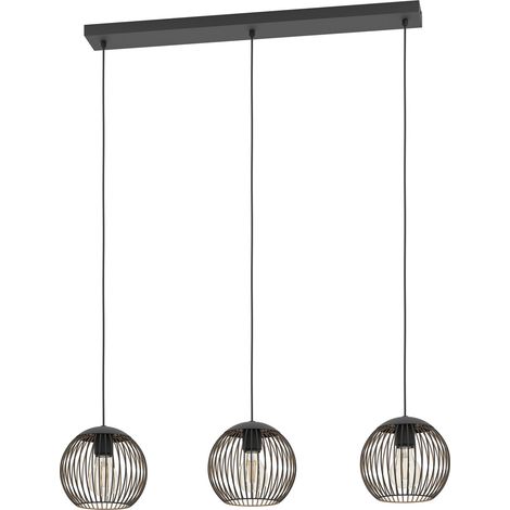 Lampadario Contemporaneo Almanzora Lineare Acciaio Nero 3 Luci E27 Ip20 (1/2)