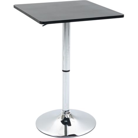 Table de bar ronde réglable en hauteur 69-93 cm avec plateau pivotant 360°, pieds antirayures, base métallique noire et argentée (1/5)