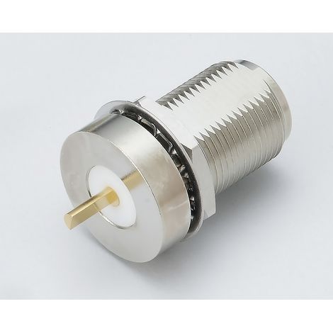 Connecteur coaxial RS PRO Femelle, Mâle Droit, raccordement A souder 50O Montage traversant sur cloison ( Prix pour 1 )