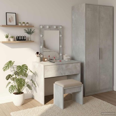 Schminktisch mit Schubladen Grau 60 x 40 x 70 cm Holzwerkstoff