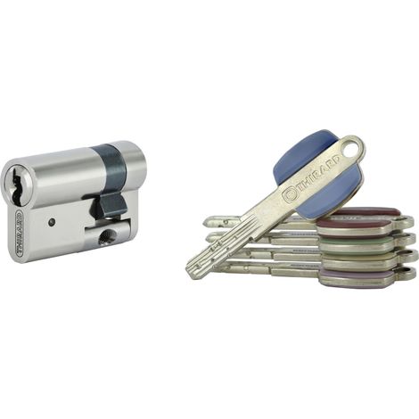 THIRARD - Demi-cylindre Vario DX 33x10mm, anti-arrachement, nickelé, 5 clés - THIRARD