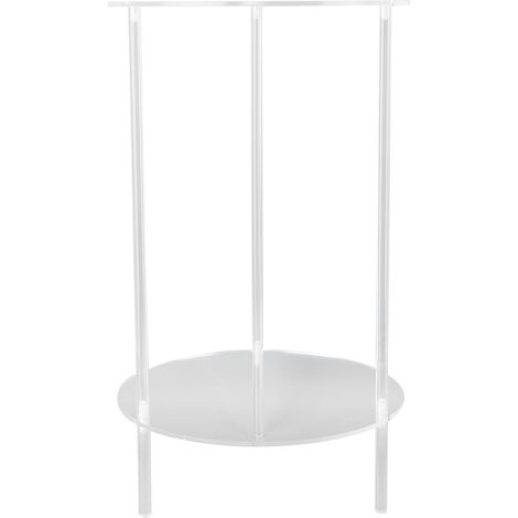 Table d'appoint en acrylique transparent, Table de chevet ronde à 2 niveaux, petite extrémité moderne pour salon, chambre à coucher, chevet (1/5)