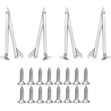 Charnière Meuble 4 pcs Charniere Ascenseur en metal Support Charniere Meuble Réglable Charniè Pliante Argent pour Porte Placard Fênetre + Vis (1/5)