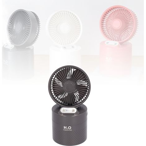 Ventilateur humidificateur 4000 mAh à double brumisation, rechargeable par USB, pour dortoir (gris) (1/5)