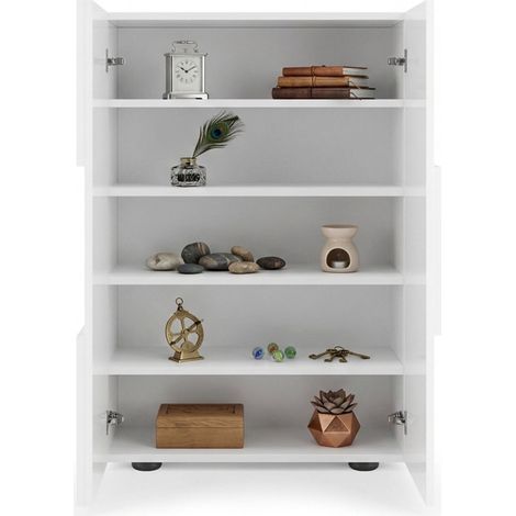 Armadio Multiuso 2 Ante Montale, Cassetti, 4 Ripiani Made in Italy, 2 Ante, 78x115.5h cm Bianco Lucido