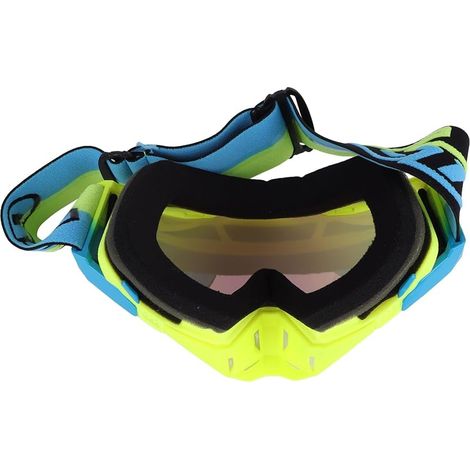 Motorradbrille, Motocrossbrille, Schutzbrille für Erwachsene, Mountainbike, Skifahren, Snowboarden, umfassender Schutz, beschlagfrei, leicht mit Schwammrahmen, blaue Gläser (1/5)