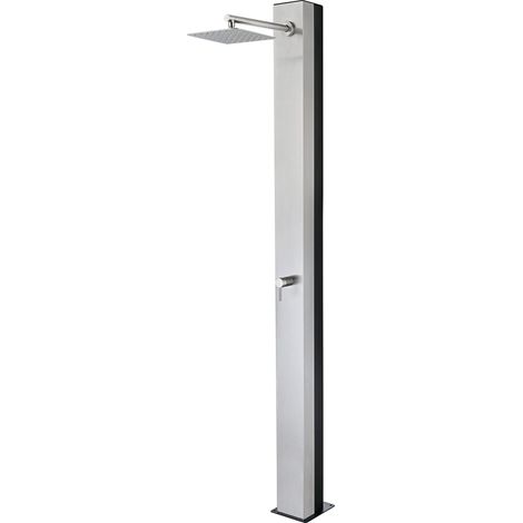 IMEX Ducha de piscina en acero inoxidable 316 color gris con grifo monomando y difusor cuadrado antical modelo PHOENIX
