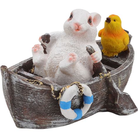 Statues d'animaux de jardin - Figurines d'animaux mignons et réalistes en résine synthétique pour l'extérieur, idéales pour patio, terrasse, bureau ou espace de loisirs - Lapin blanc (1/5)