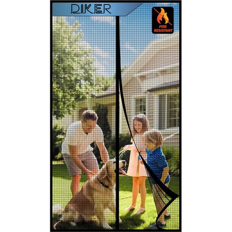 Magnetisches Tür- und Fenster-Moskitonetz 90 x 220 cm, Fliegengitter für Schiebetüren, extrem strapazierfähiges Netzgewebe, automatischer Verschluss, Schwarz