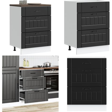 vidaXL Küchen-Unterschrank Lucca Schwarz Holzwerkstoff (1/5)