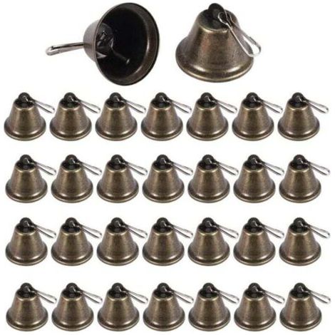 BUNTHAUS 30 PièCes Cloches Artisanales Petites en Laiton Vintage avec , XU,Crochets pour Accrocher des Carillons éOliens Faisant la Formation de Chien