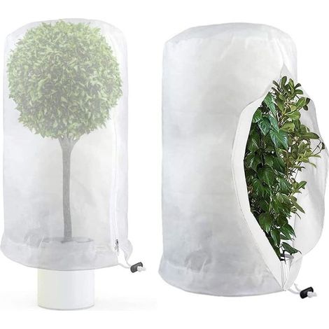 Set of 2 Winter Plant Protectors for Large Potted Plants, 80x100cm Tear-Resistant Bags with Drawstring and Zipper for Frost Protection (1/5)